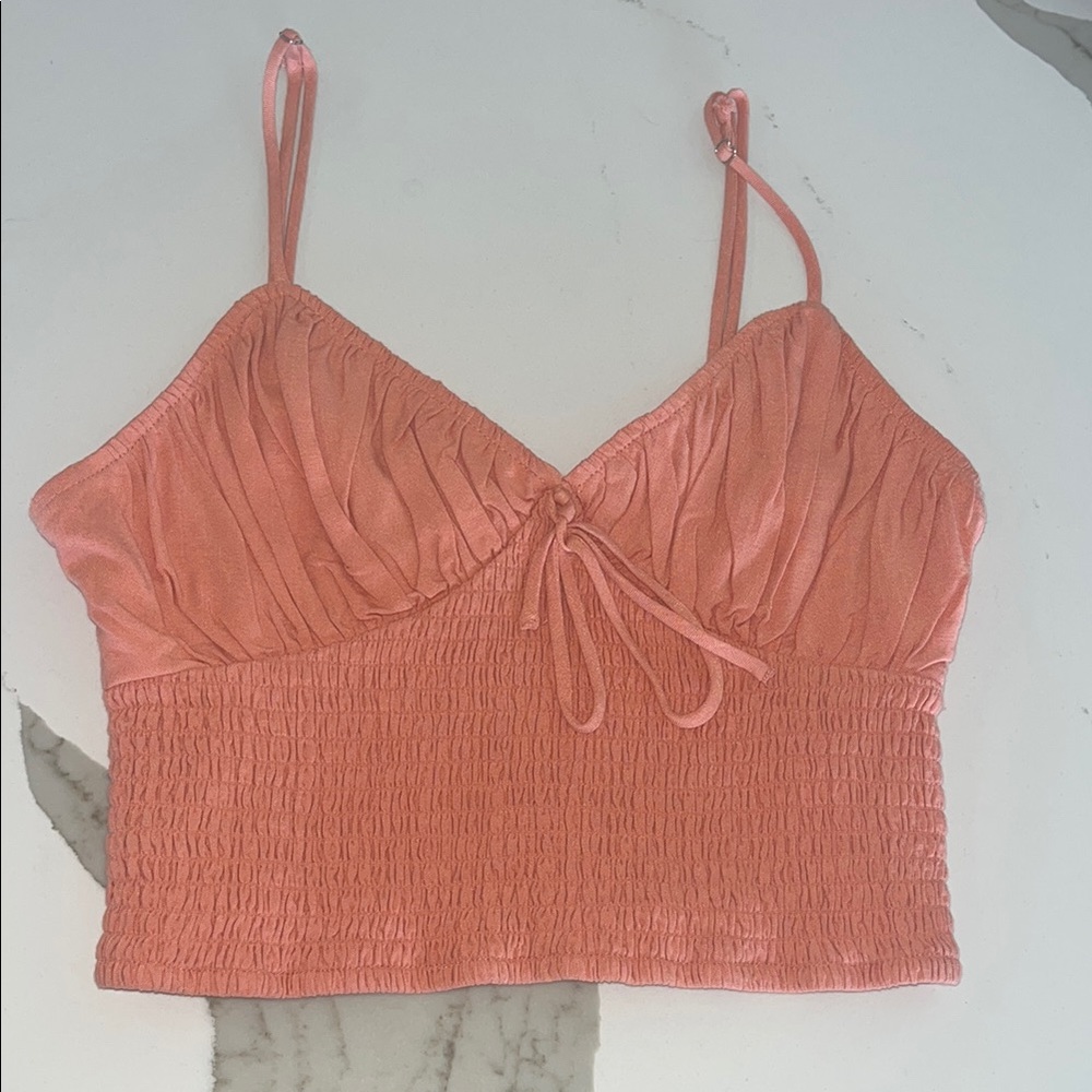Forever 21 Orange Pink Ruched Camisole